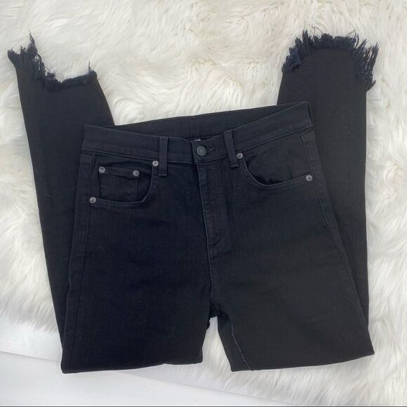 Rag & Bone 10 inch Capri Black Destroyed Hem‎ Jeans Size 6 - Picture 6 of 14